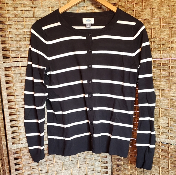 Old Navy Striped Cardigan Black and White - Picture 1 of 6